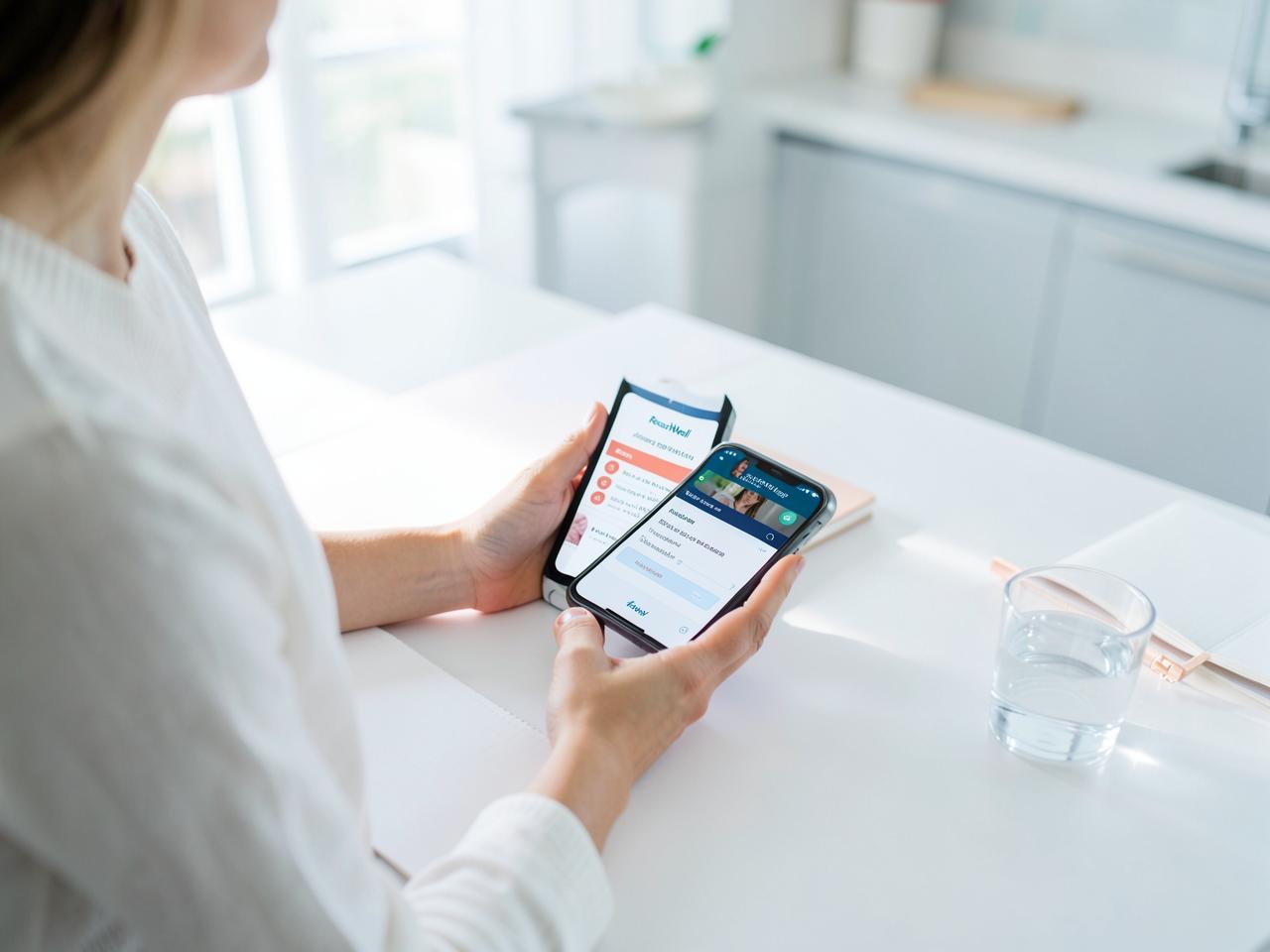 A person completing the ReachWell health assessment on a phone at home